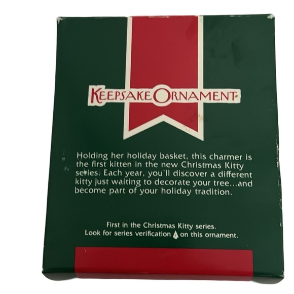 1989 Hallmark Christmas Kitty Porcelain Ornament QX5445 - Adorable Holiday Decor - Picture 2 of 6